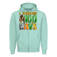 Seafoam dinosaur 100day celebration Zipper Hoodie - LillyAllenDesigns