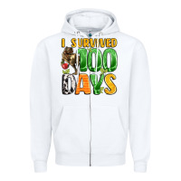 White dinosaur 100day celebration Zipper Hoodie - LillyAllenDesigns