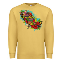 Antique Gold Mexico Map with Leopard and Sunflowers Premium Sweatshirt - texasbilliewilder