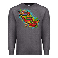 Charcoal Heather Mexico Map with Leopard and Sunflowers Premium Sweatshirt - texasbilliewilder