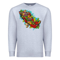 Heather Grey Mexico Map with Leopard and Sunflowers Premium Sweatshirt - texasbilliewilder