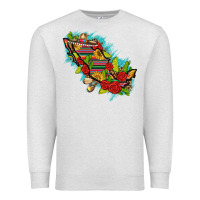 Oatmeal Heather Mexico Map with Leopard and Sunflowers Premium Sweatshirt - texasbilliewilder