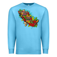 Ocean Blue Mexico Map with Leopard and Sunflowers Premium Sweatshirt - texasbilliewilder