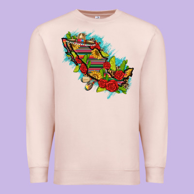 Mexico Map With Leopard And Sunflowers Premium Sweatshirt Designed By Texasbilliewilder