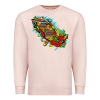 Pale Pink Mexico Map with Leopard and Sunflowers Premium Sweatshirt - texasbilliewilder