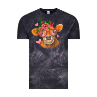 Cloud Black valentines day orange cow Vintage Tee - Jasminsmagicworld