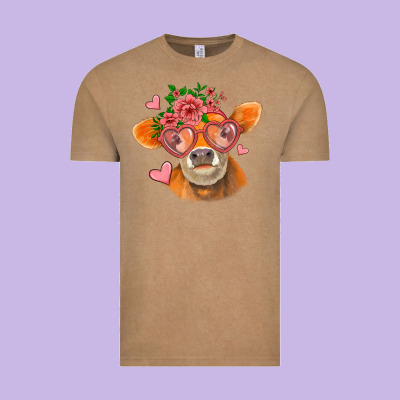 Valentines Day Orange Cow Vintage Tee Designed By Jasminsmagicworld