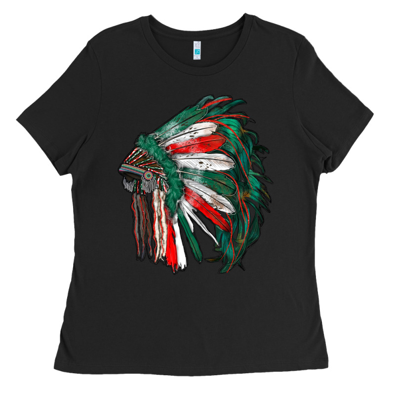 Mexican Flag Indian Headdress Ladies Tee by RanaPortraitStore | Teevron