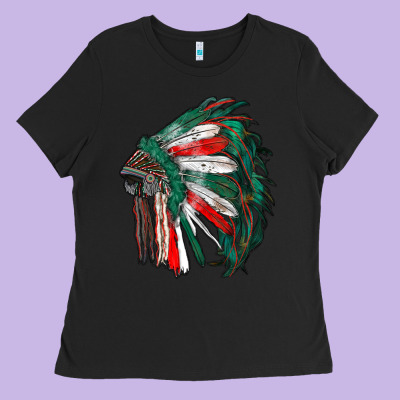 Mexican Flag Indian Headdress Ladies Tee Designed By Ranaportraitstore