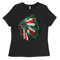 Black mexican flag indian headdress Ladies Tee - RanaPortraitStore