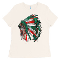 Bone mexican flag indian headdress Ladies Tee - RanaPortraitStore