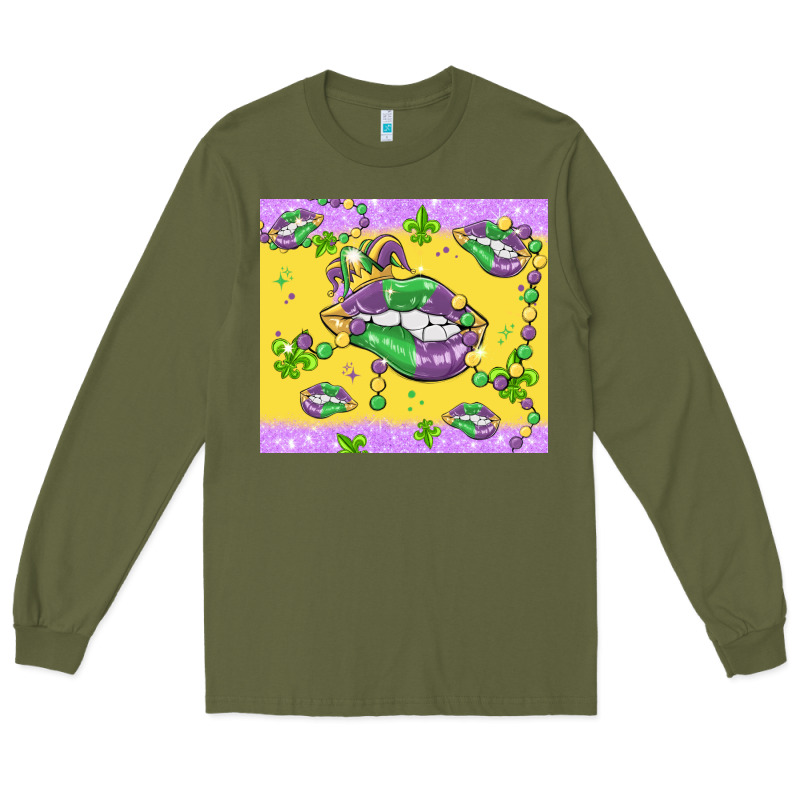 Mardi Gras Lips Long Sleeve Tee by MaliasSmallBusiness | Teevron