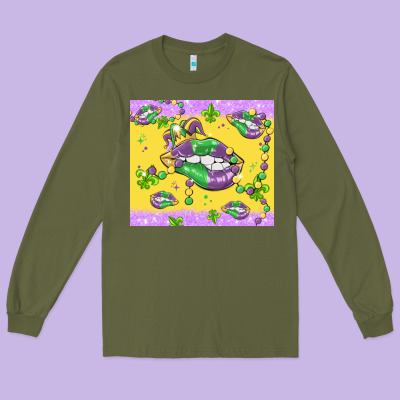 Mardi Gras Lips Long Sleeve Tee Designed By Maliassmallbusiness