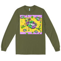Army Green mardi gras lips Long Sleeve Tee - MaliasSmallBusiness