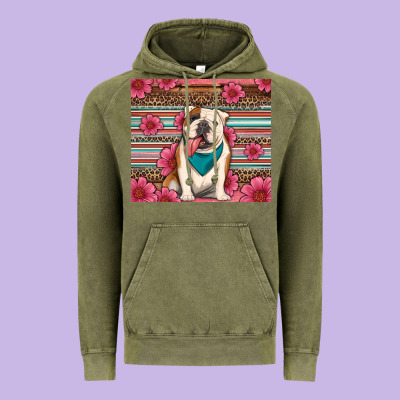 British Bulldog Floral Serape Tumbler Vintage Hoodie Designed By Artiststas