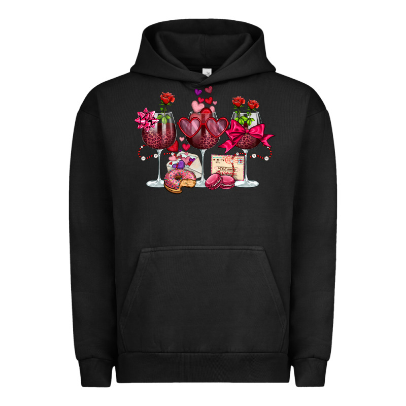 Valentine's Day Wine Glasses Urban Hoodie by OliviaCreatesArt | Teevron
