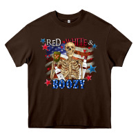 Chocolate Brown Red white boozy 4th of july Heavy Core Tee - CowGirlArtShop