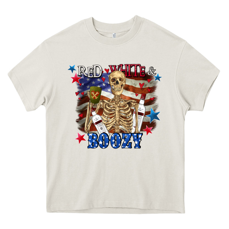 Red White Boozy 4th Of July Heavy Core Tee by CowGirlArtShop | Teevron