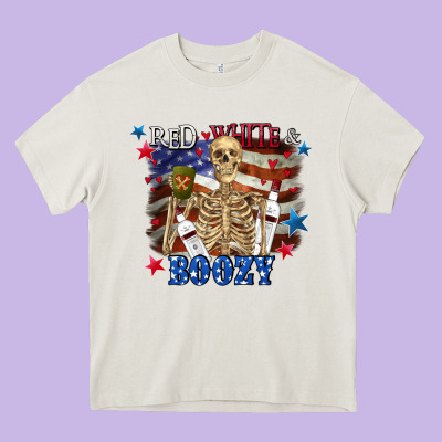 Red White Boozy 4th Of July Heavy Core Tee Designed By Cowgirlartshop