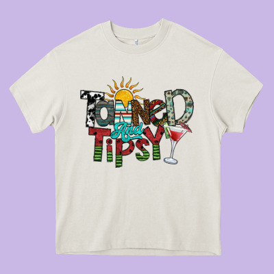 Tanned And Tipsy Heavy Core Tee Designed By Sublimationcraftshop
