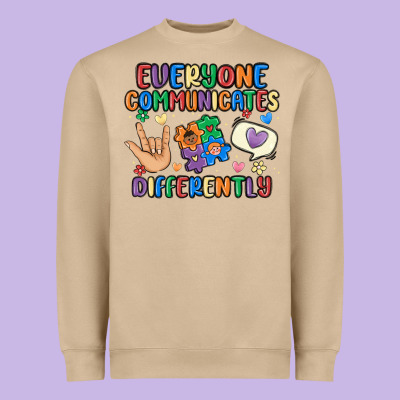 Everyone Communicates Differently Heavyweight Sweatshirt Designed By Maliassmallbusiness