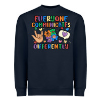 Navy everyone communicates differently Heavyweight Sweatshirt - MaliasSmallBusiness