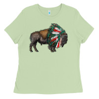 Matcha mexican bison with indian headdress Ladies Tee - RanaPortraitStore