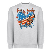 Heather Grey faith family freedom Heavyweight Sweatshirt - MaliasSmallBusiness