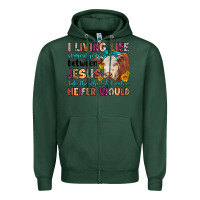 Sports Green i living life somewhere between jesus take the whe Zipper Hoodie - LillyAllenDesigns