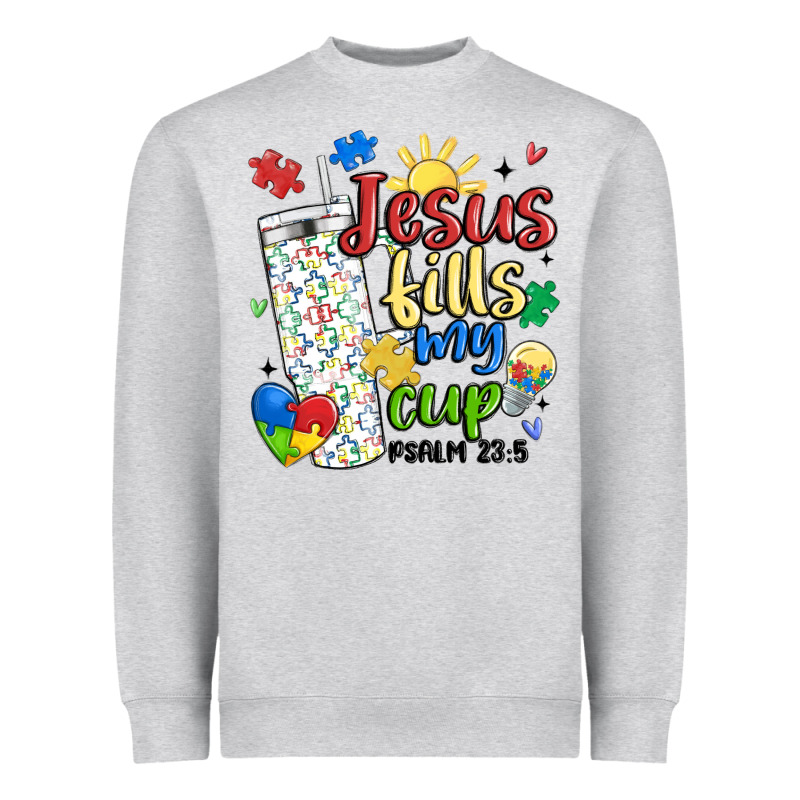 Autism Jesus Fills My Cup Heavyweight Sweatshirt by MaliasSmallBusiness | Teevron