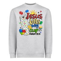Heather Grey autism jesus fills my cup Heavyweight Sweatshirt - MaliasSmallBusiness