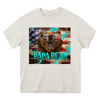 Cream papa bear american flag  tumbler Heavy Core Tee - BarkalooDesign