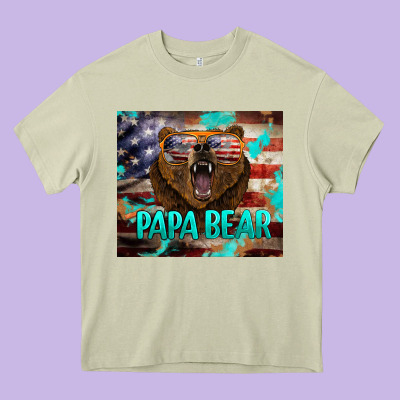 Papa Bear American Flag  Tumbler Heavy Core Tee Designed By Barkaloodesign