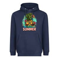 Navy Hello summer pineapple Heavyweight Hoodie - NancyCooperArtShop