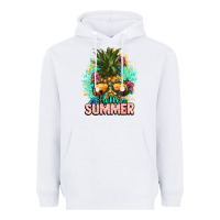 White Hello summer pineapple Heavyweight Hoodie - NancyCooperArtShop