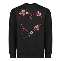 Black custom heart stethoscope Heavyweight Sweatshirt - MaliasSmallBusiness
