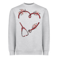 Heather Grey custom heart stethoscope Heavyweight Sweatshirt - MaliasSmallBusiness