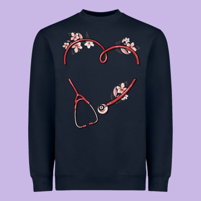Custom Heart Stethoscope Heavyweight Sweatshirt Designed By Maliassmallbusiness