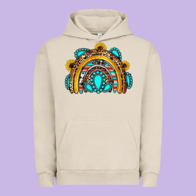 Western Gemstones Sunflowers Rainbow Urban Hoodie Designed By Oliviacreatesart