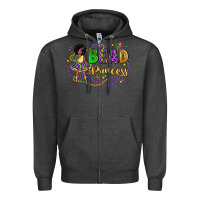 Charcoal Heather bead princess mardi gras Zipper Hoodie - LillyAllenDesigns