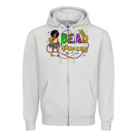 Dove Grey bead princess mardi gras Zipper Hoodie - LillyAllenDesigns