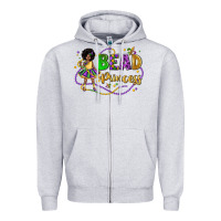 Heather Grey bead princess mardi gras Zipper Hoodie - LillyAllenDesigns