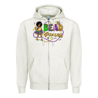 Oatmeal Heather bead princess mardi gras Zipper Hoodie - LillyAllenDesigns