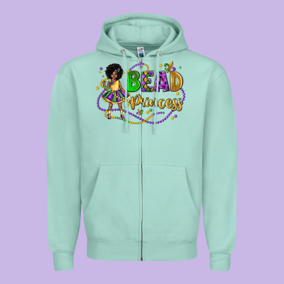 Bead Princess Mardi Gras Zipper Hoodie Designed By Lillyallendesigns