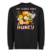Black she works hard for the honey Heavyweight Sweatshirt - MaliasSmallBusiness