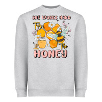 Heather Grey she works hard for the honey Heavyweight Sweatshirt - MaliasSmallBusiness