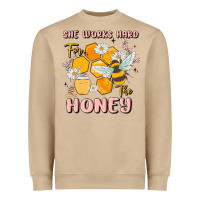Mushroom she works hard for the honey Heavyweight Sweatshirt - MaliasSmallBusiness