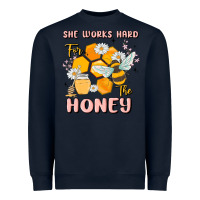 Navy she works hard for the honey Heavyweight Sweatshirt - MaliasSmallBusiness