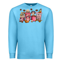 Ocean Blue Cafecito y Chisme Coffee Cups Premium Sweatshirt - texasbilliewilder
