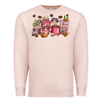 Pale Pink Cafecito y Chisme Coffee Cups Premium Sweatshirt - texasbilliewilder